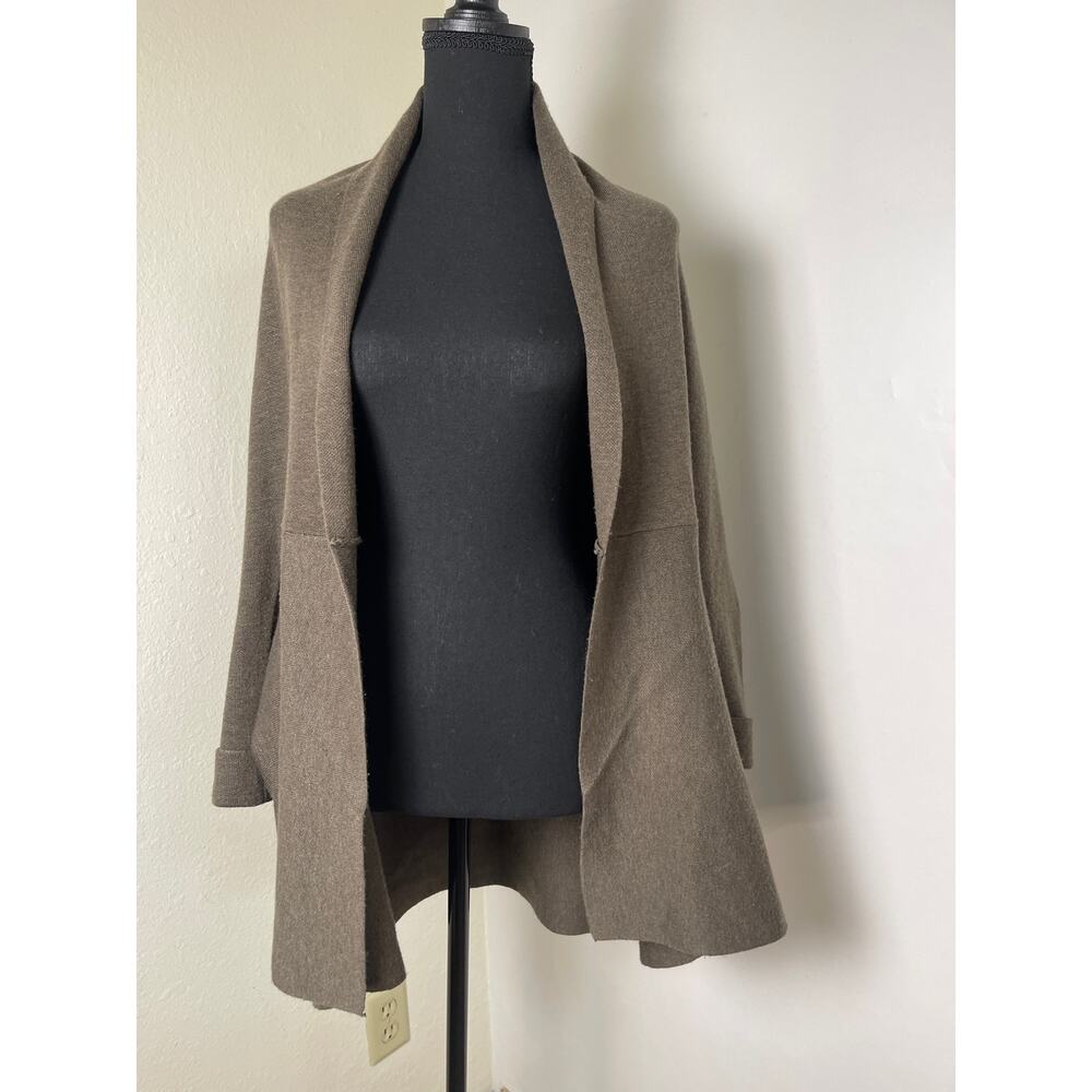 Look by M Women's Wool Quiet Luxury Preppy Open Knit Cardigan Brown One Size